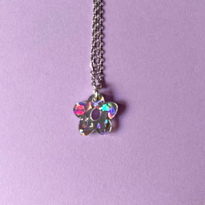 Petite flower sparkly acrylic necklace