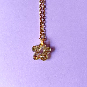 Petite flower sparkly acrylic necklace