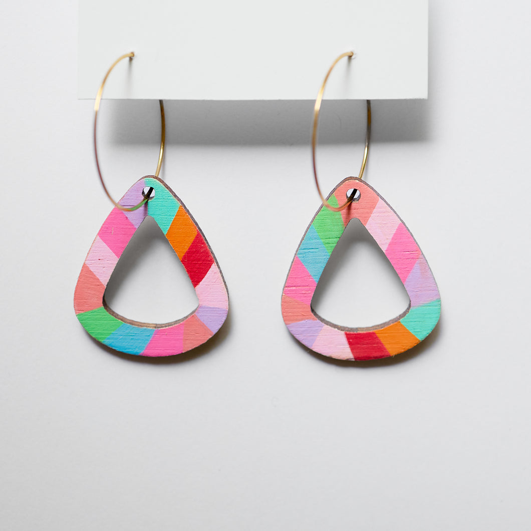 Tessa teardrop wood hoop dangles #3